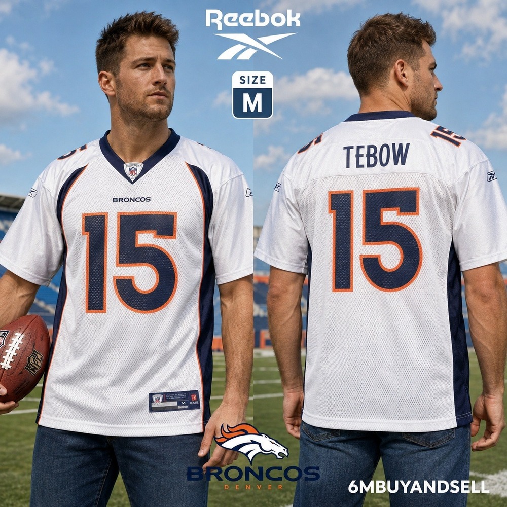 Reebok Denver Broncos Tim Tebow 15 NFL Jersey Mens Medium White 7009A 10